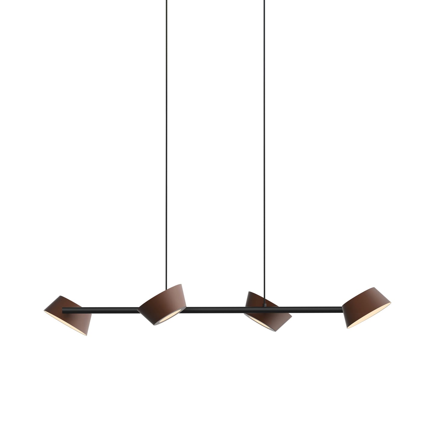 Olo 132PL4 Linear LED Pendant Light in Matt Pearl Cocoa with Matt Black.