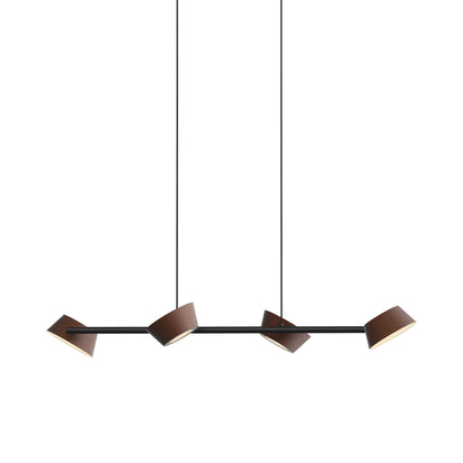 Olo 132PL4 Linear LED Pendant Light in Matt Pearl Cocoa with Matt Black.
