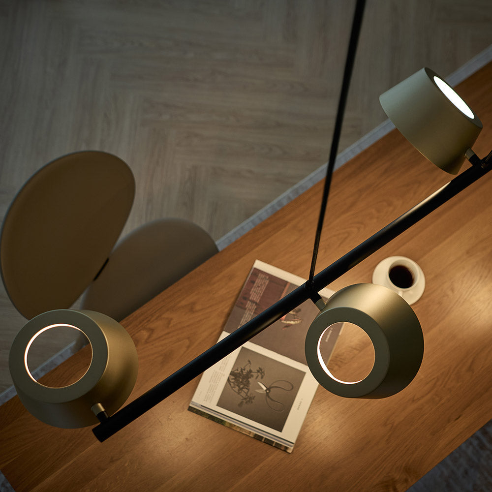Olo 132PL4 Linear LED Pendant Light in living room.