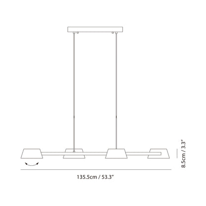 Olo 132PL4 Linear LED Pendant Light - line drawing.