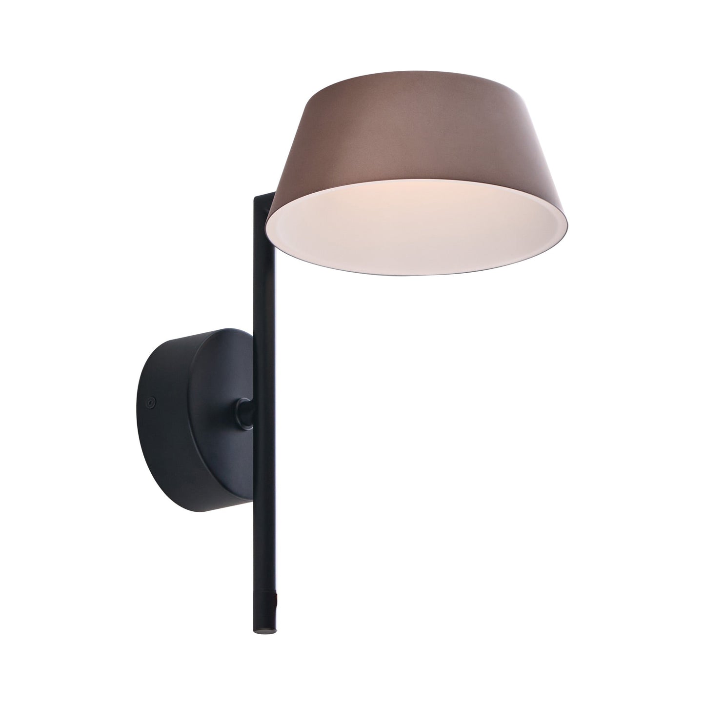 Olo 132WU LED Arm Wall Light in Matt Pearl Cocoa with Matt Black.