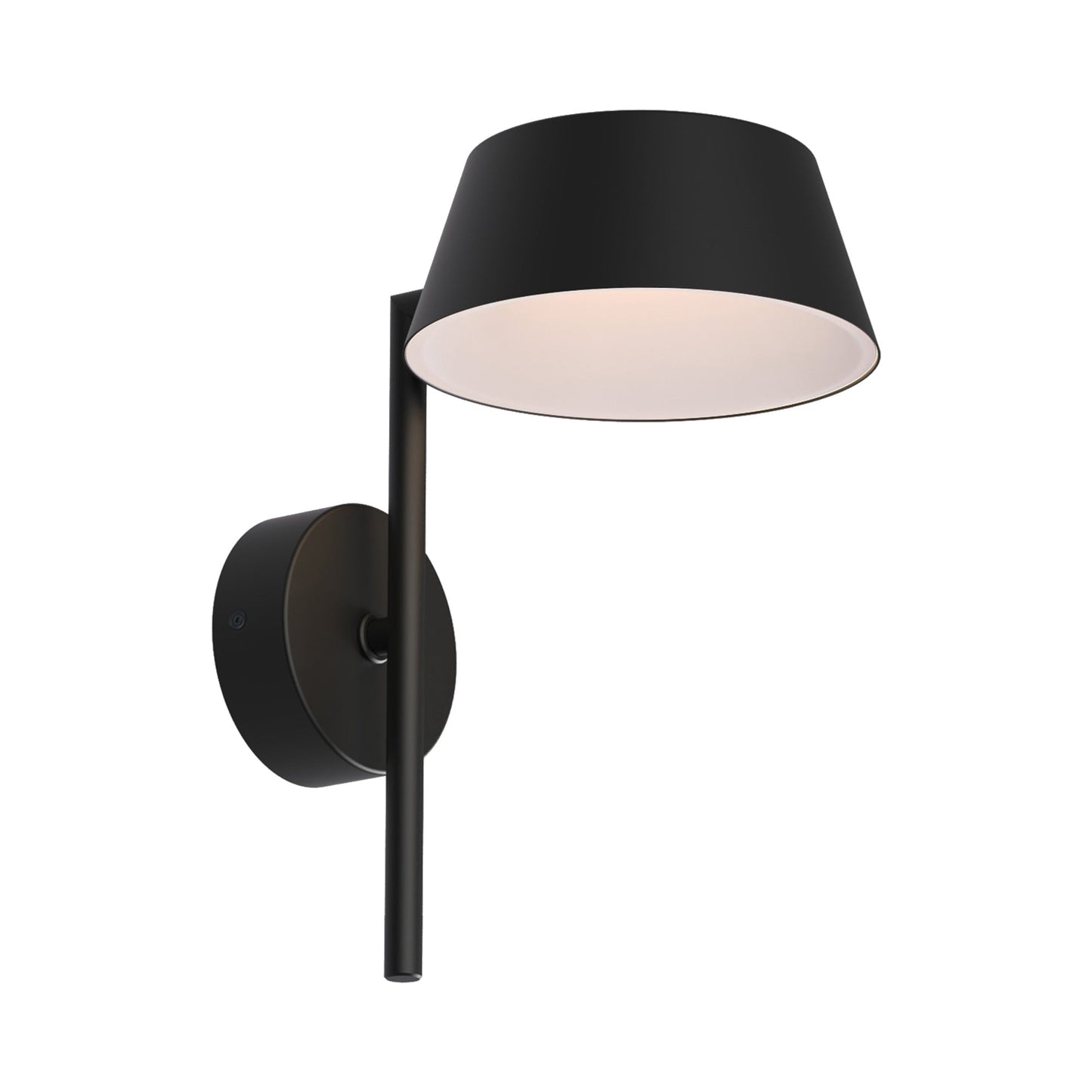 Olo 132WU LED Arm Wall Light in Shiny Black with Matt Black.