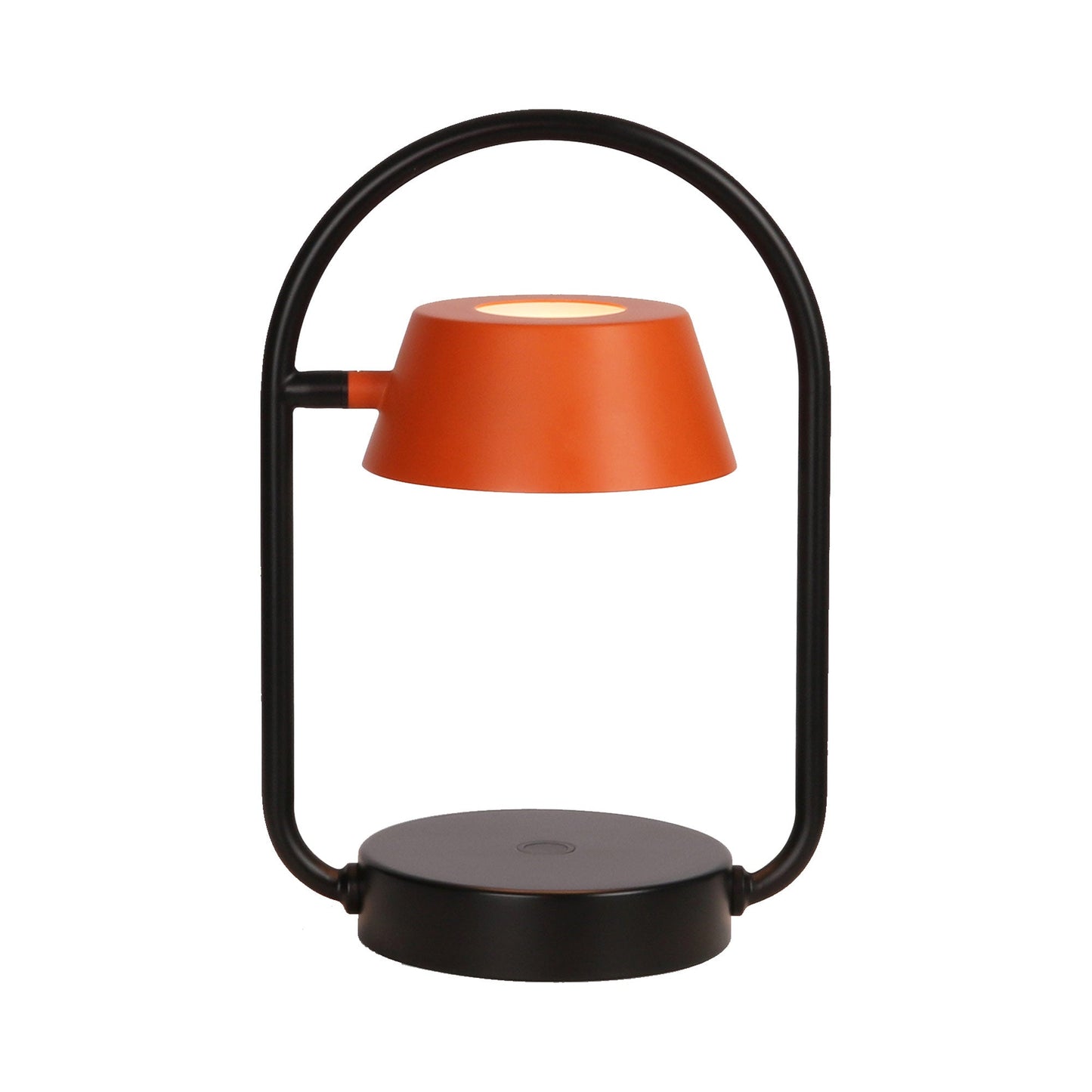 Olo Rechargeable LED Table Lamp in Coral Orange with Matt Black.