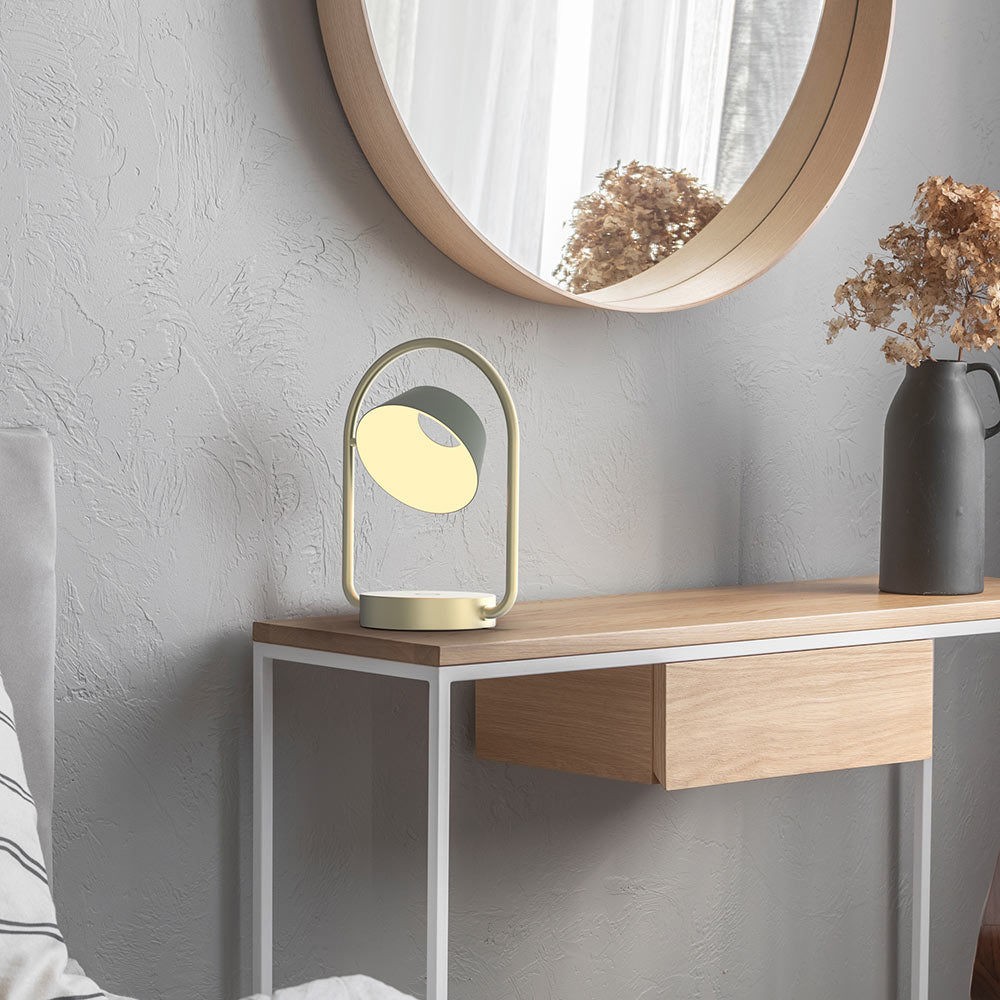 Olo Rechargeable LED Table Lamp in bedroom.