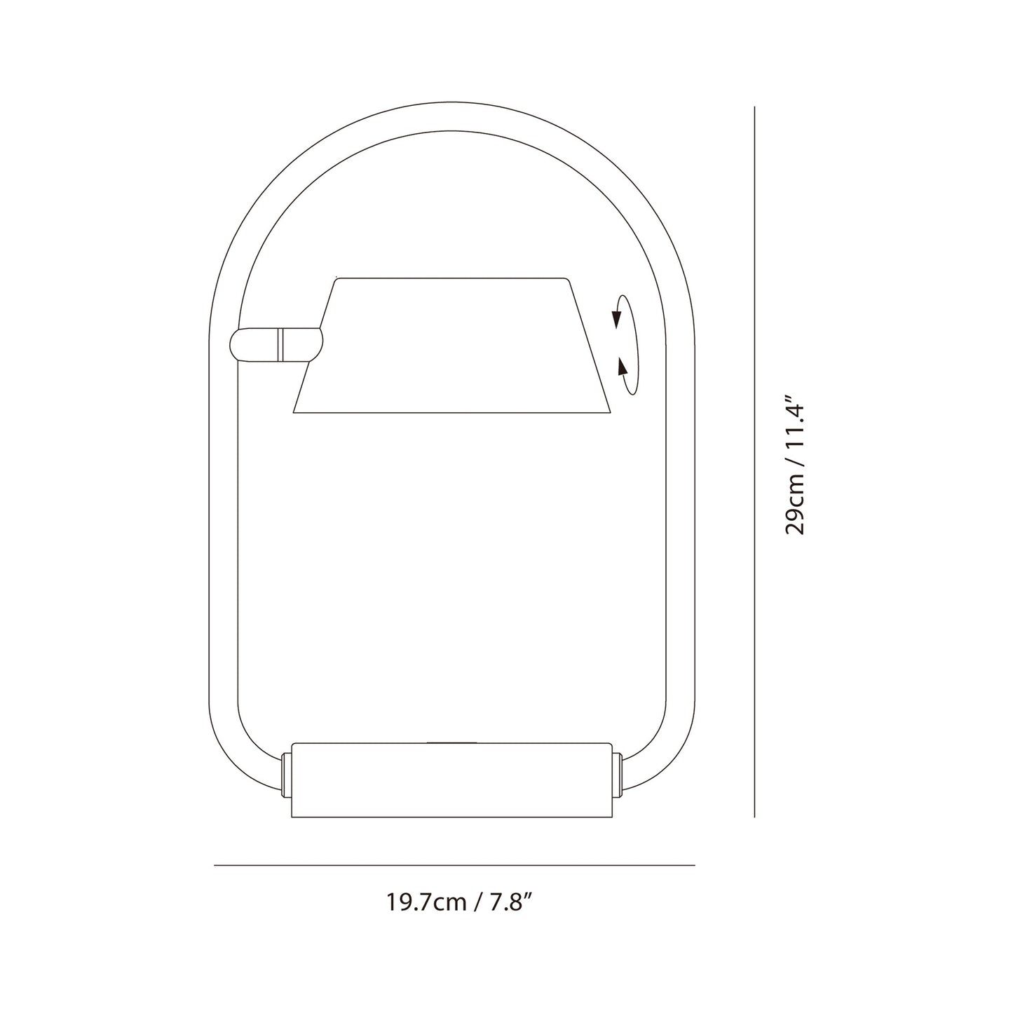 Olo Rechargeable LED Table Lamp - line drawing.