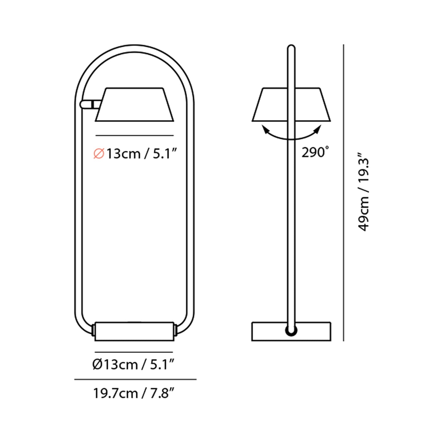 OLO Ring LED Table Lamp - line drawing.