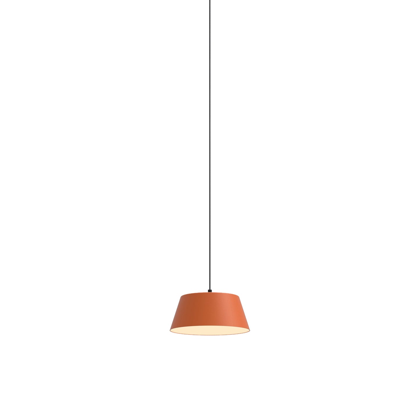 Olo Single LED Pendant Light in Coral Orange.
