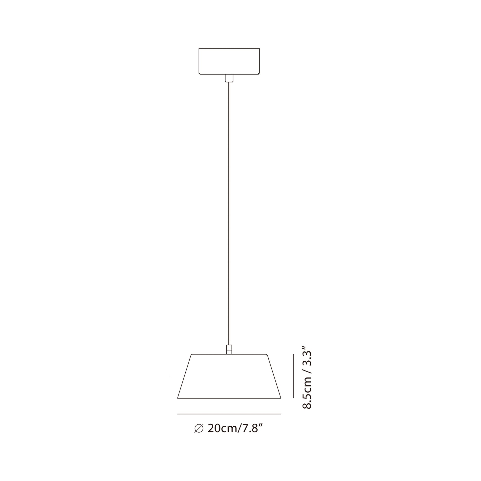 Olo Single LED Pendant Light - line drawing.