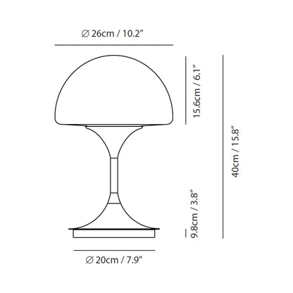 Pensee LED Table Lamp - line drawing.