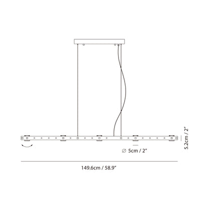 Tram LED Pendant Light - line drawing.