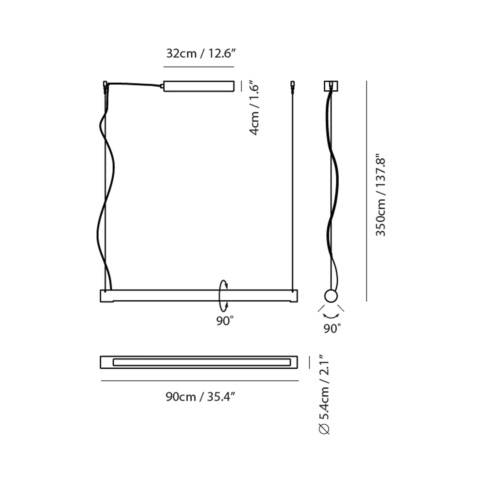 Turner LED Pendant Light - line drawing.