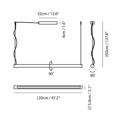 Turner LED Pendant Light - line drawing.