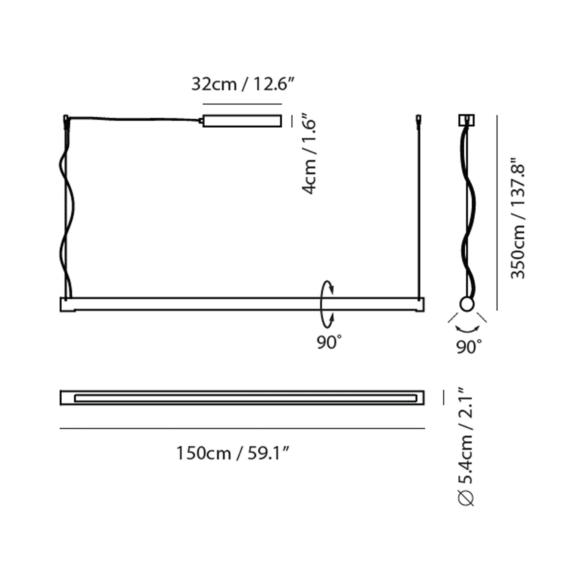 Turner LED Pendant Light - line drawing.