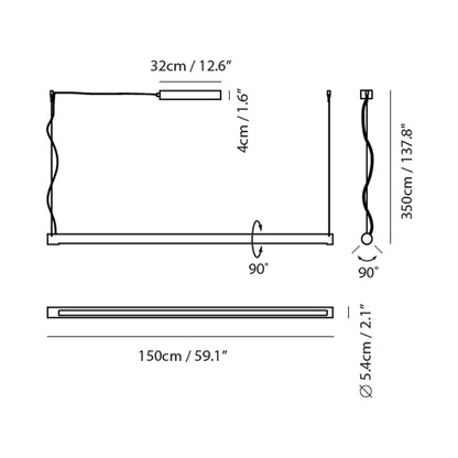 Turner LED Pendant Light - line drawing.
