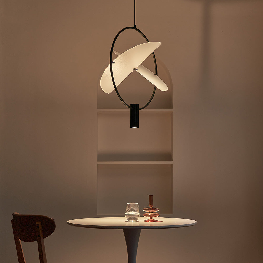 Wing LED Pendant Light in living room.