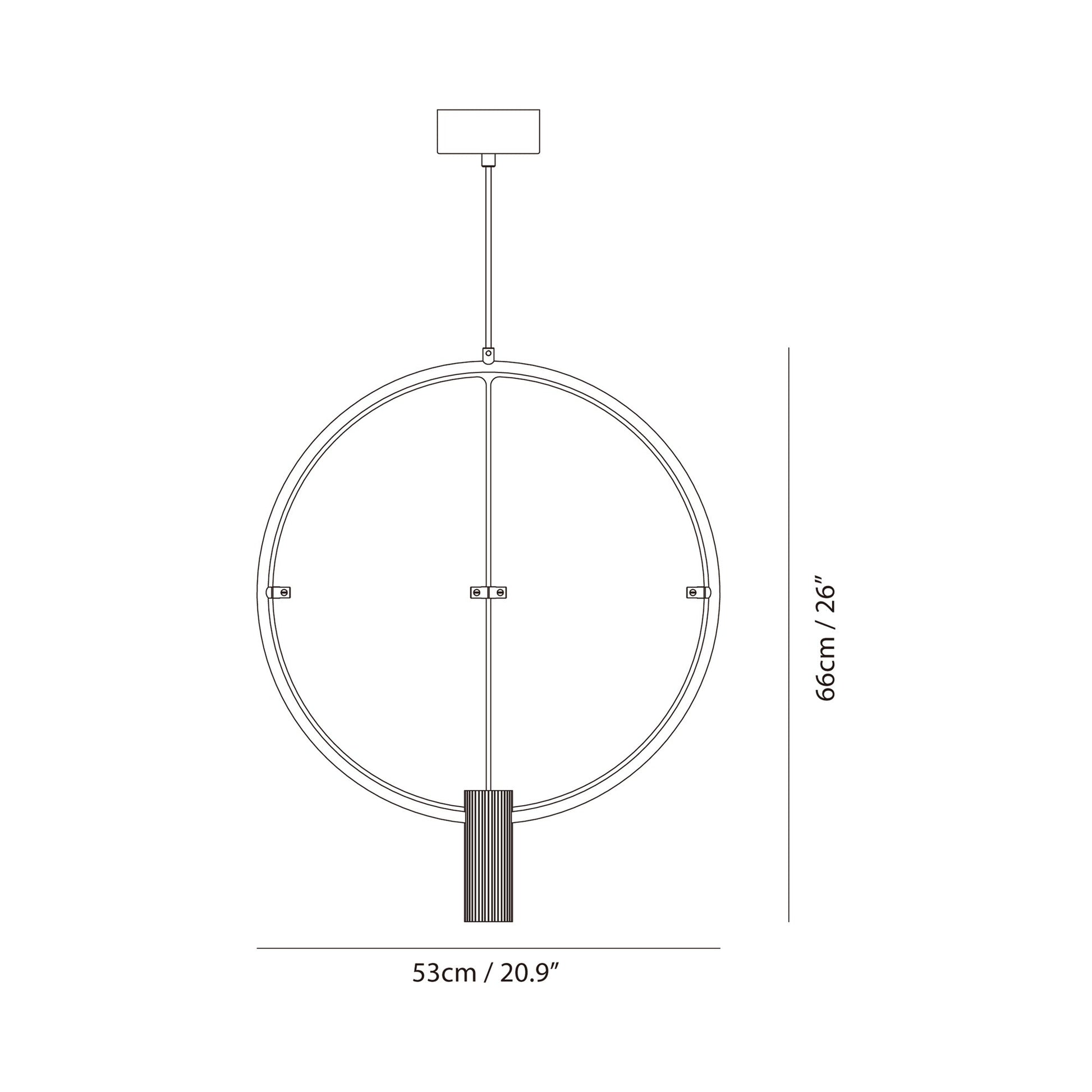 Wing LED Pendant Light - line drawing.