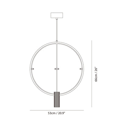 Wing LED Pendant Light - line drawing.