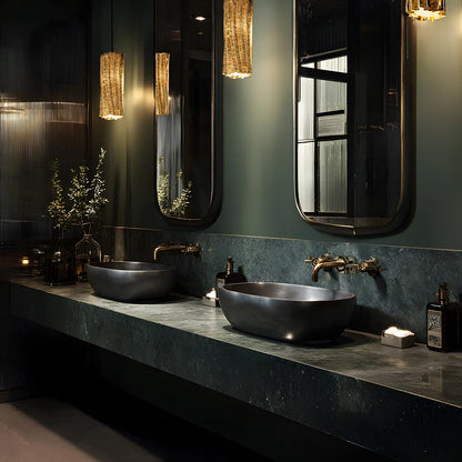 Accordeon LED Pendant Light in bathroom.