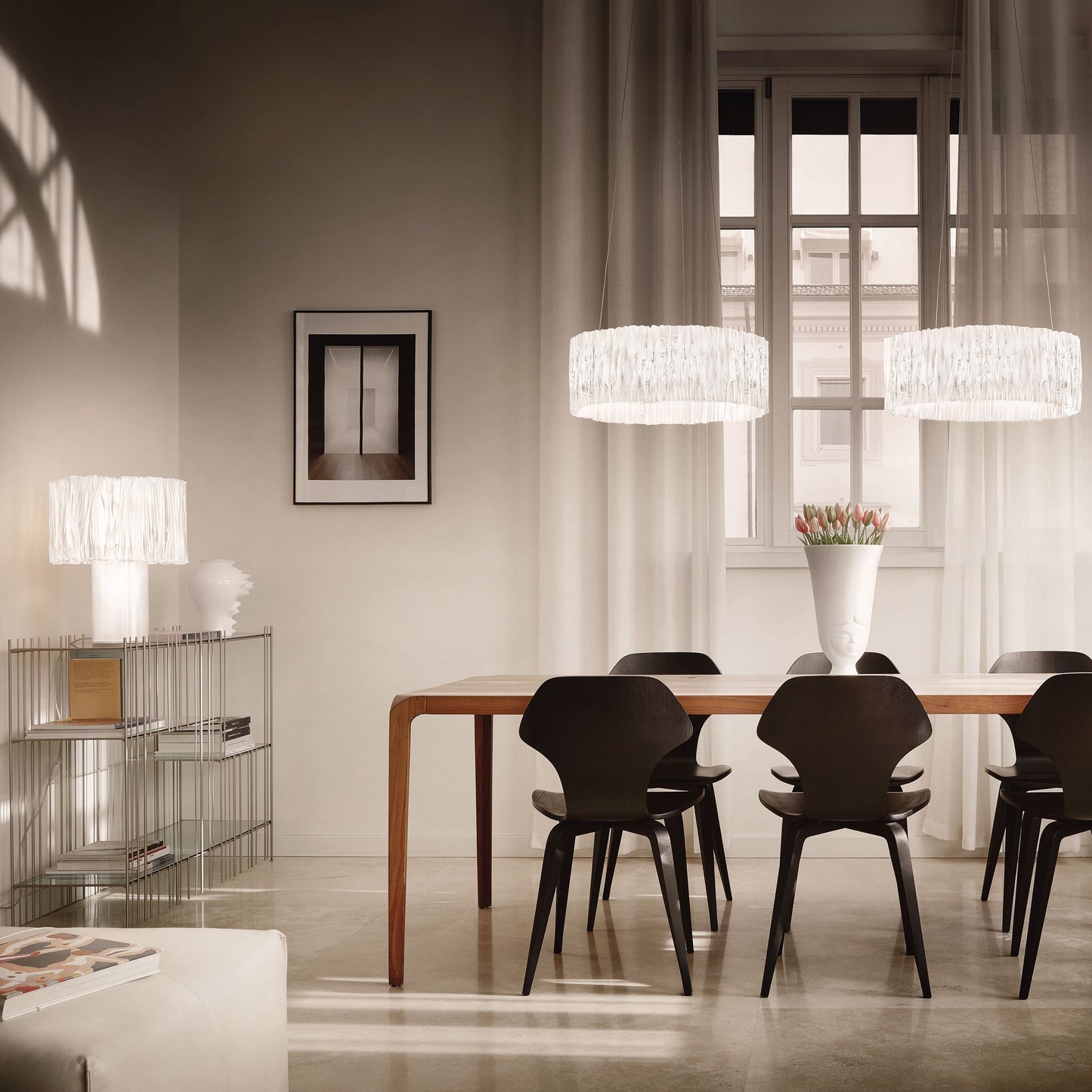 Accordeon Table Lamp in dining room.