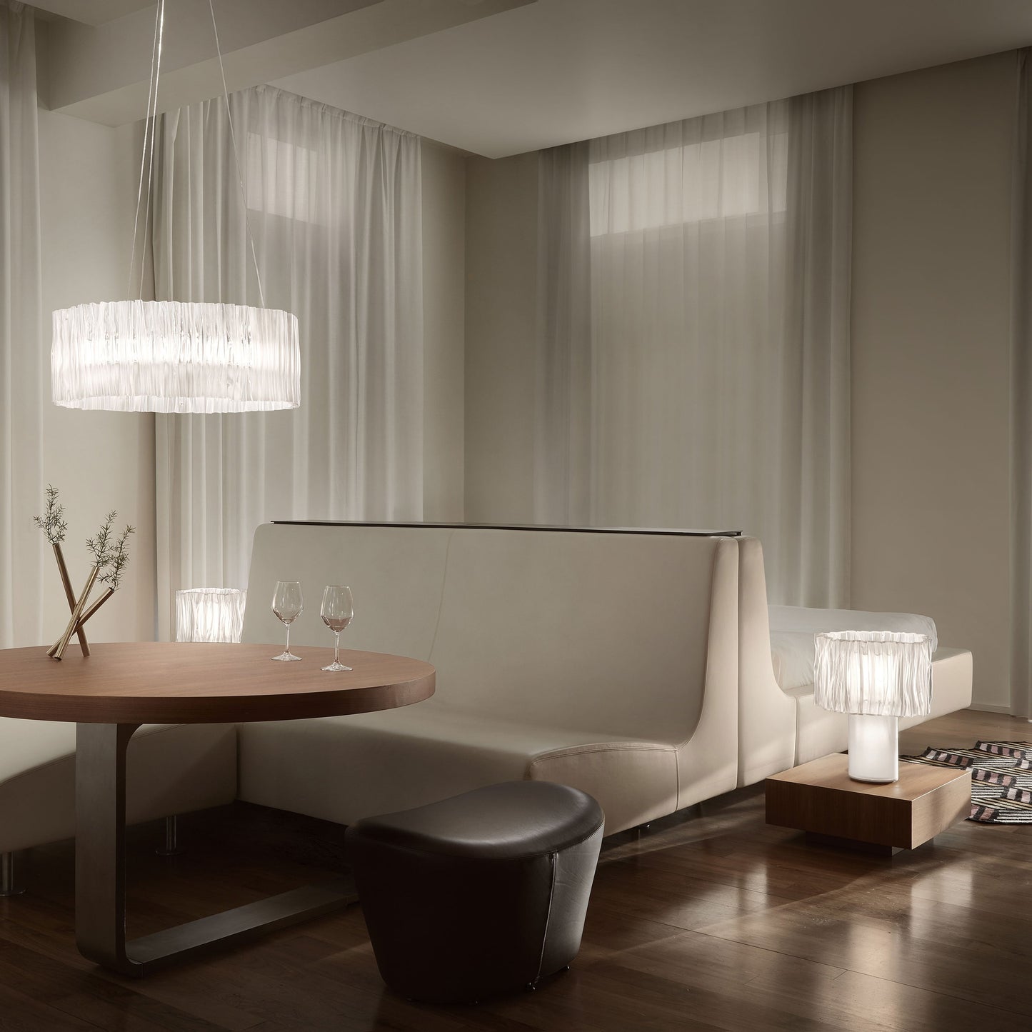 Accordeon Table Lamp in dining room.