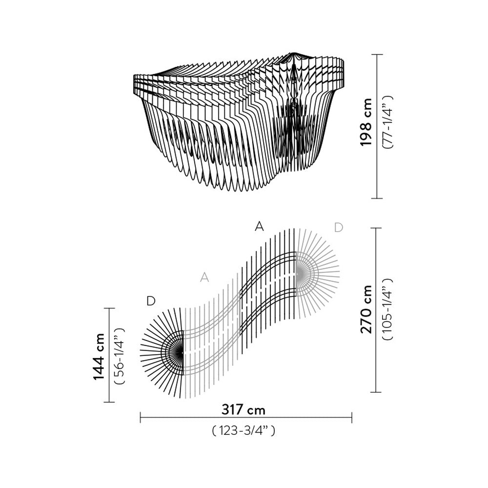 Aria Infinita Pendant Light - line drawing.