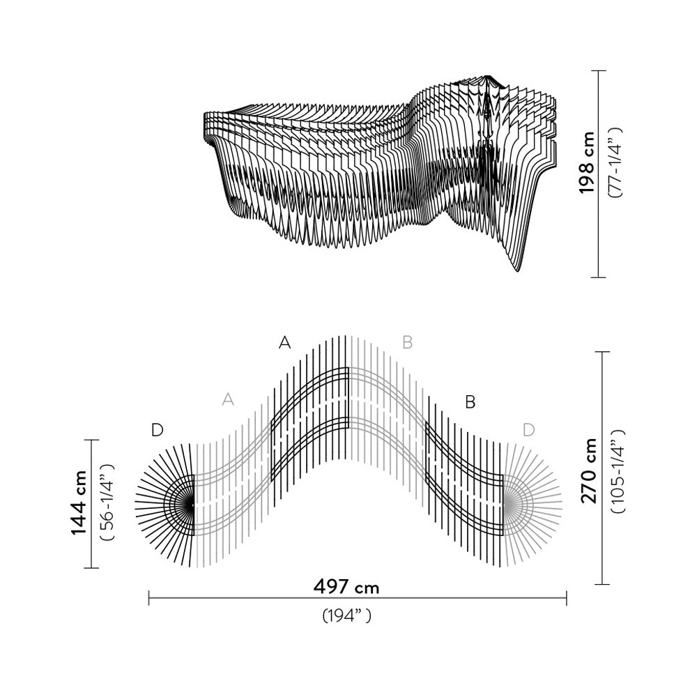 Aria Infinita Pendant Light - line drawing.