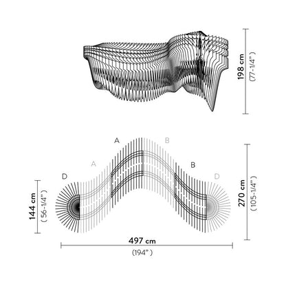 Aria Infinita Pendant Light - line drawing.