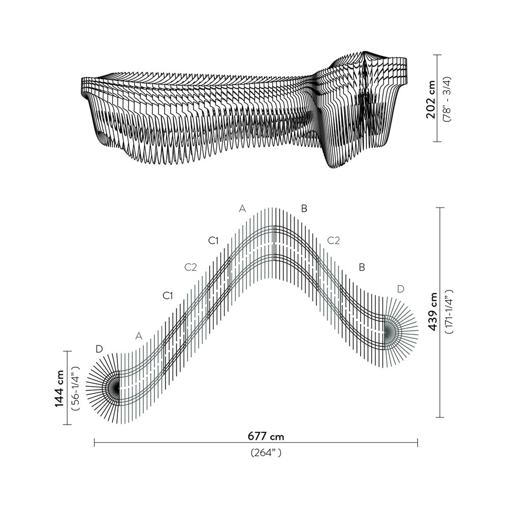 Aria Infinita Pendant Light - line drawing.