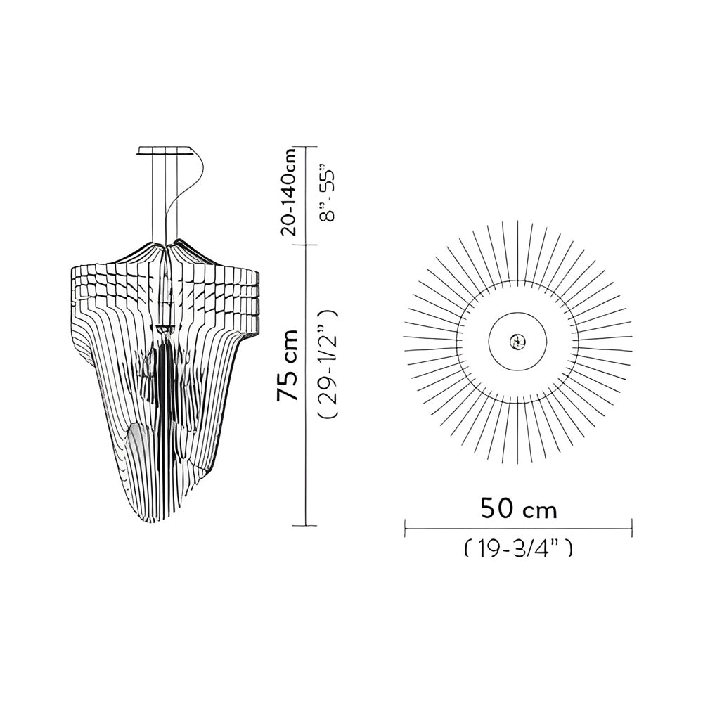 Aria LED Chandelier - line drawing.