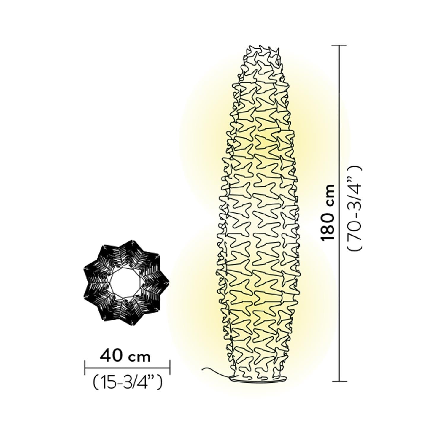 Cactus LED Floor Lamp - line drawing.