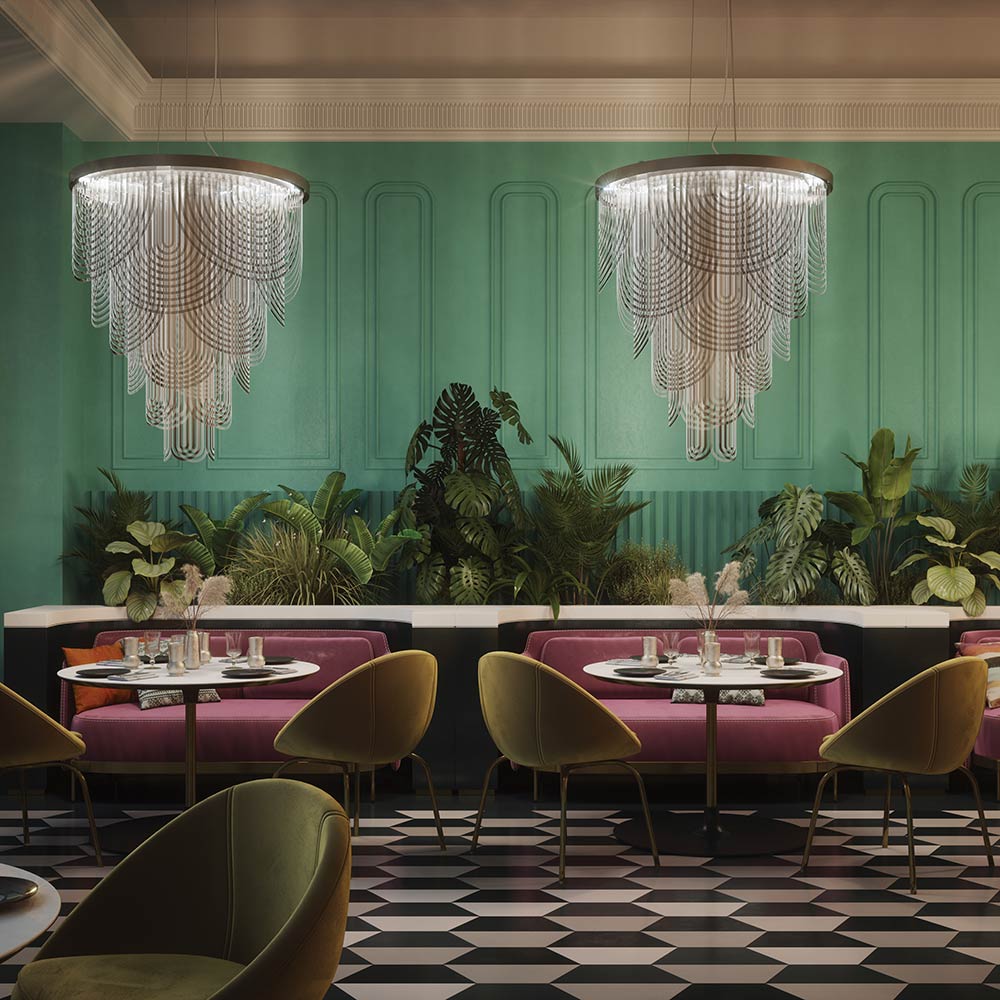 Ceremony Chandelier in dining room.