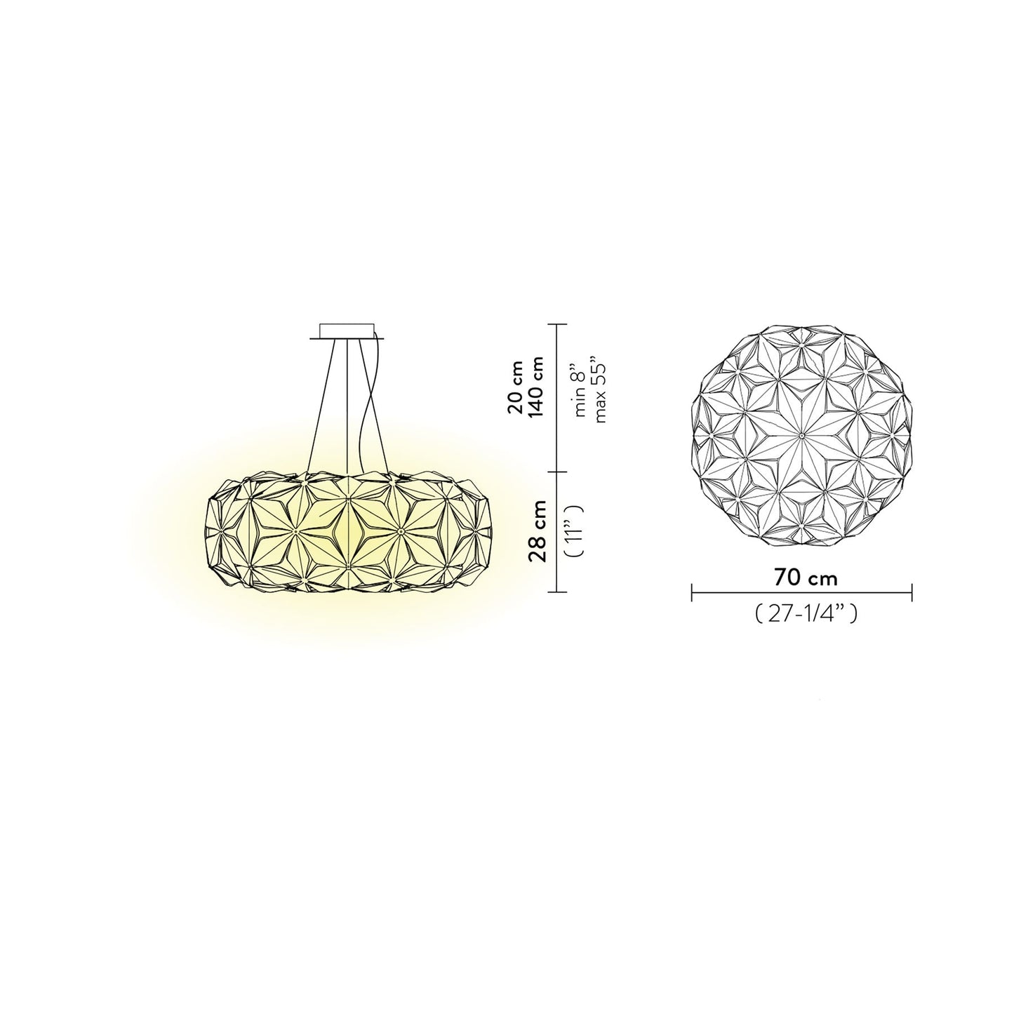 C'est La Vie Pendant Light - line drawing.