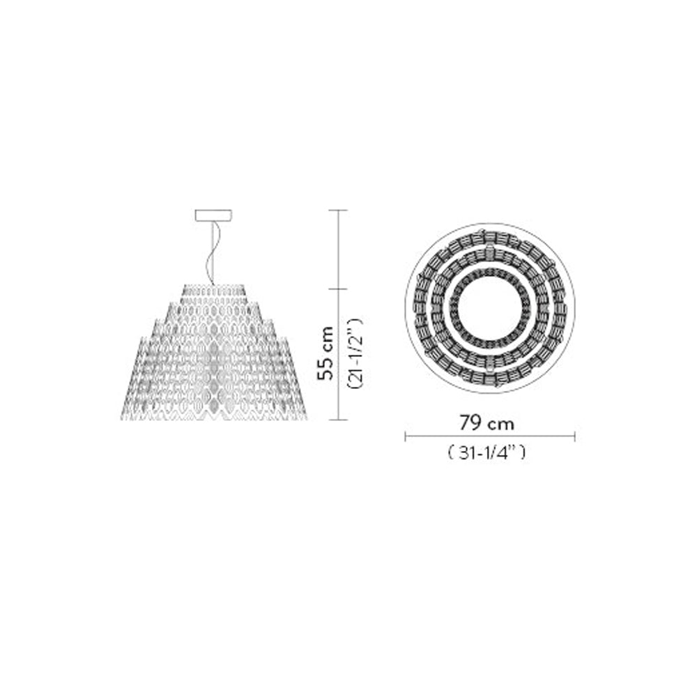 Charlotte Half Pendant Light - line drawing.