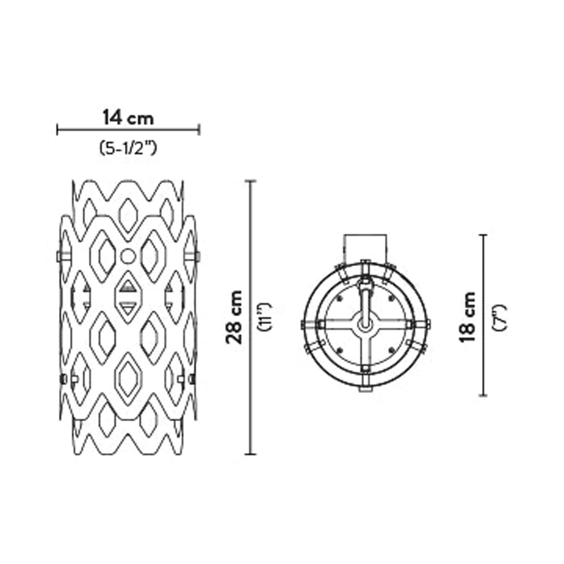 Charlotte Outdoor LED Wall Light - line drawing.