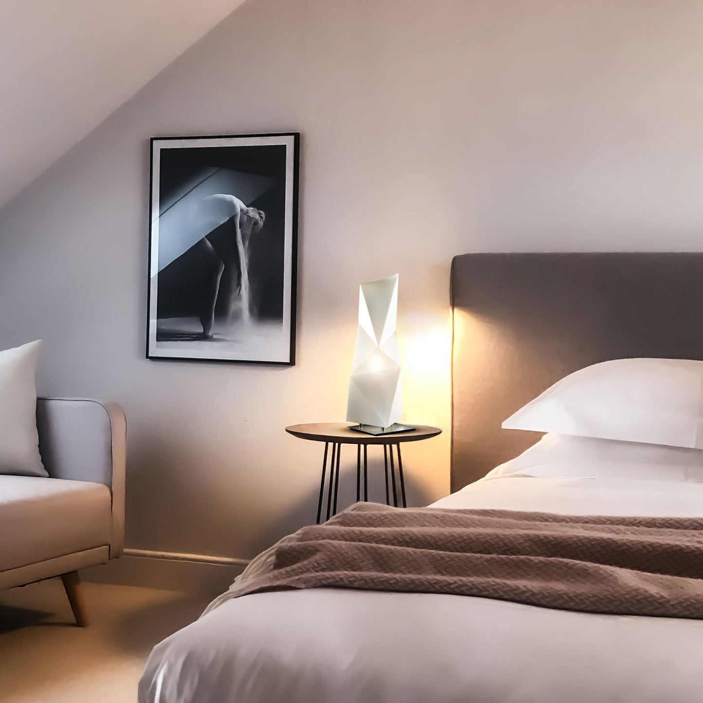 Diamond LED Table Lamp in bedroom.