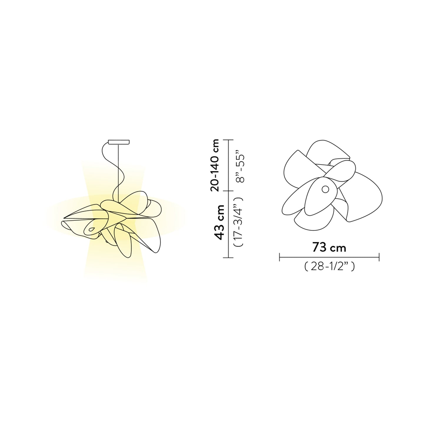 Etoile LED Pendant Light - line drawing.
