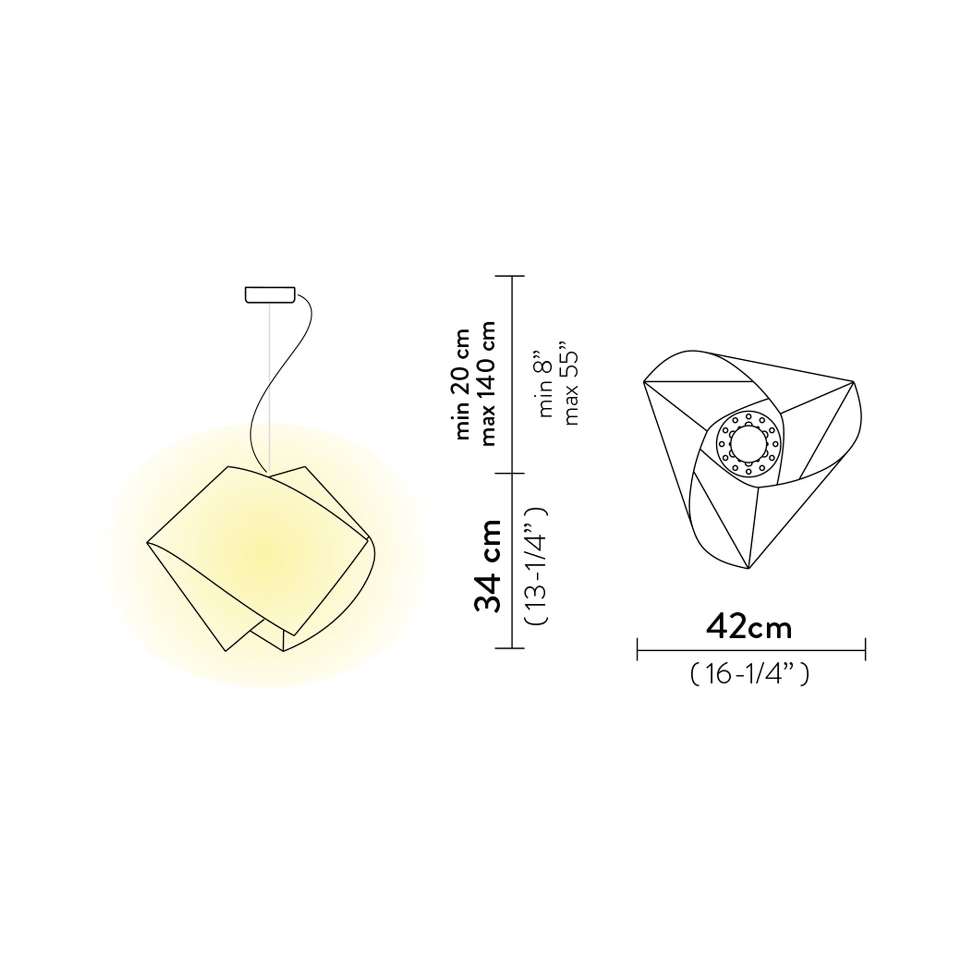 Gemmy Prisma Pendant Light - line drawing.