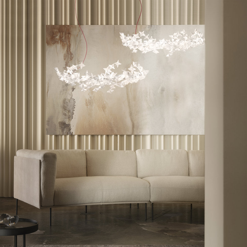 Hanami Linear Suspension Light in living room.