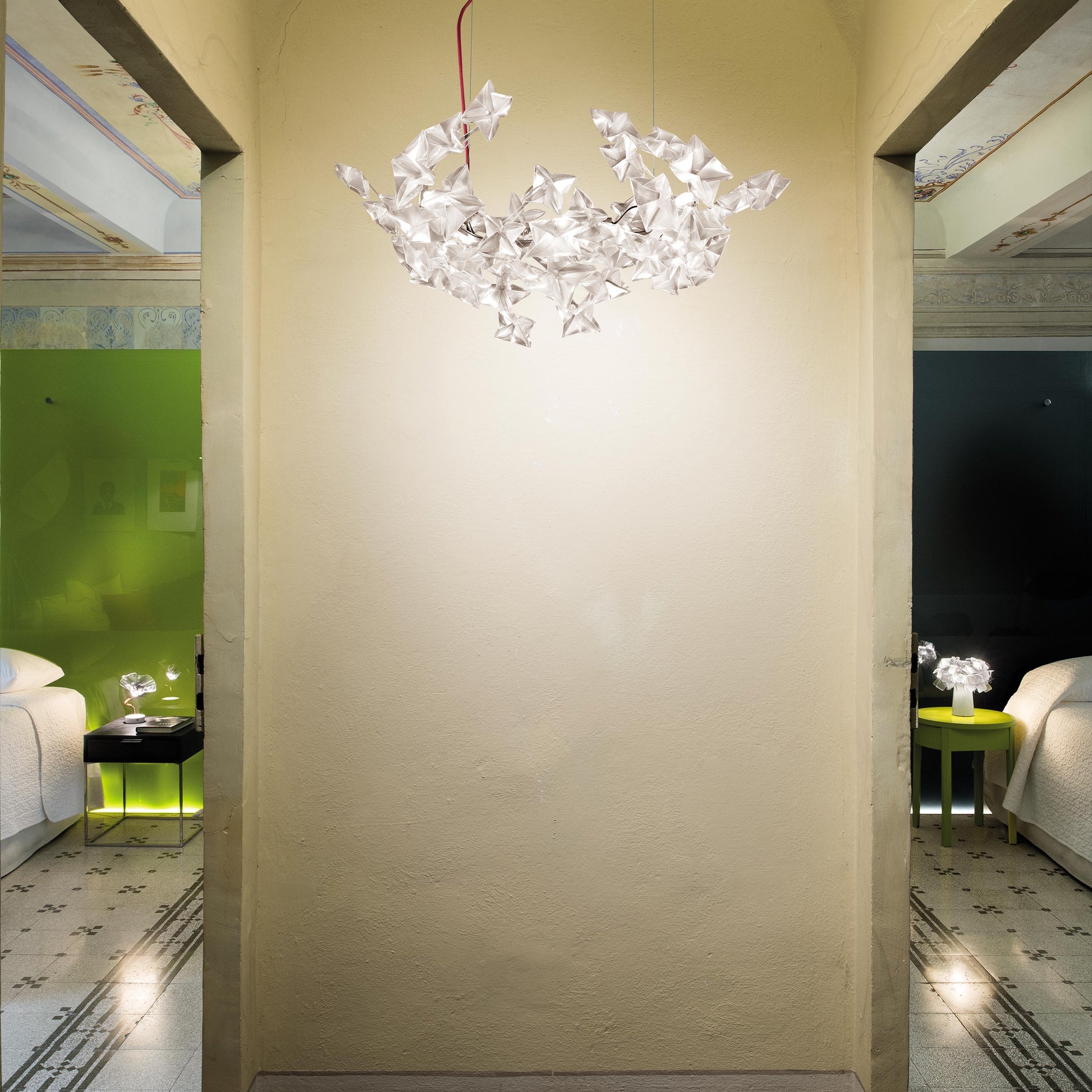 Hanami LED Linear Suspension Light in living room.