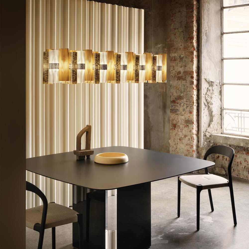 La Lollo LED Linear Pendant Light in living room.