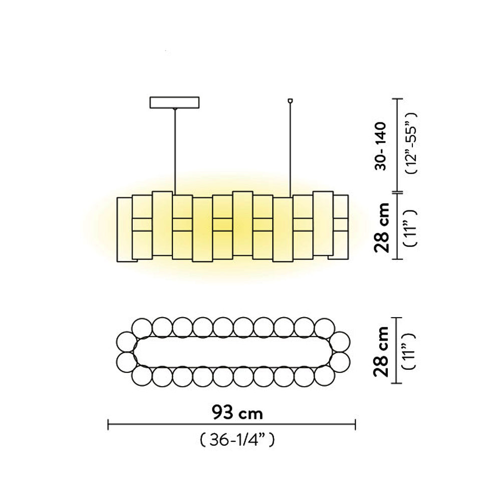 La Lollo LED Linear Pendant Light - line drawing.