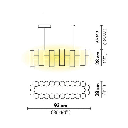 La Lollo LED Linear Pendant Light - line drawing.