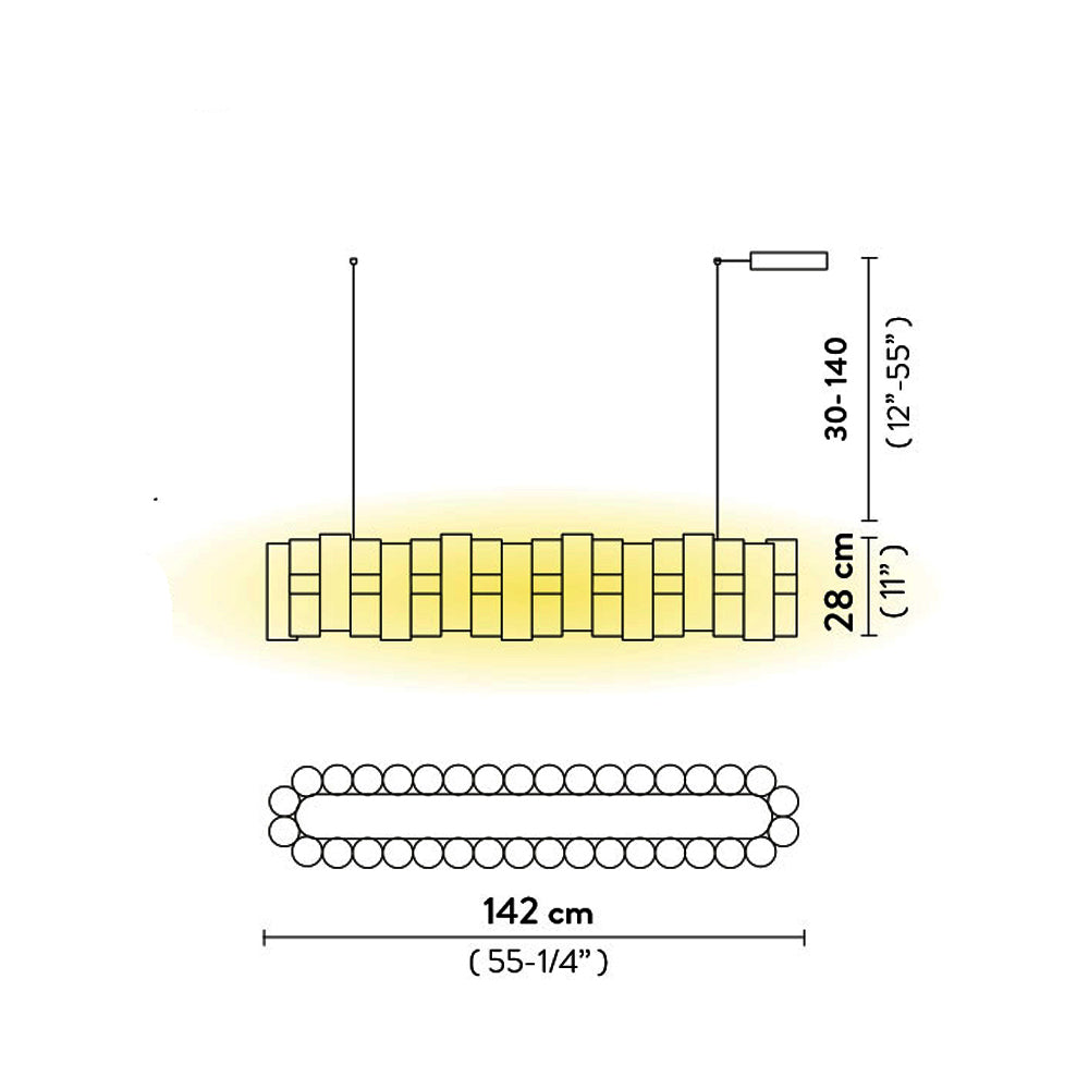 La Lollo LED Linear Pendant Light - line drawing.