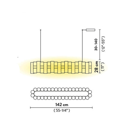 La Lollo LED Linear Pendant Light - line drawing.