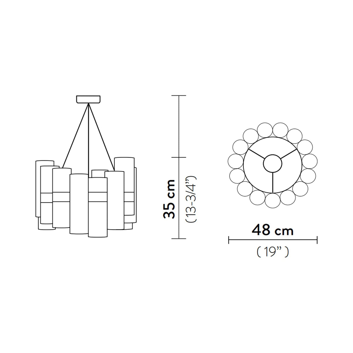 La Lollo LED Pendant Light - line drawing.