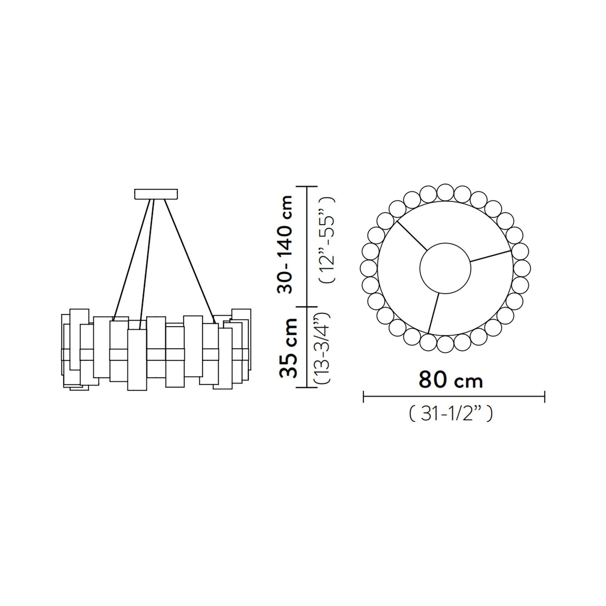 La Lollo LED Pendant Light - line drawing.
