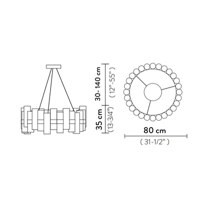 La Lollo LED Pendant Light - line drawing.