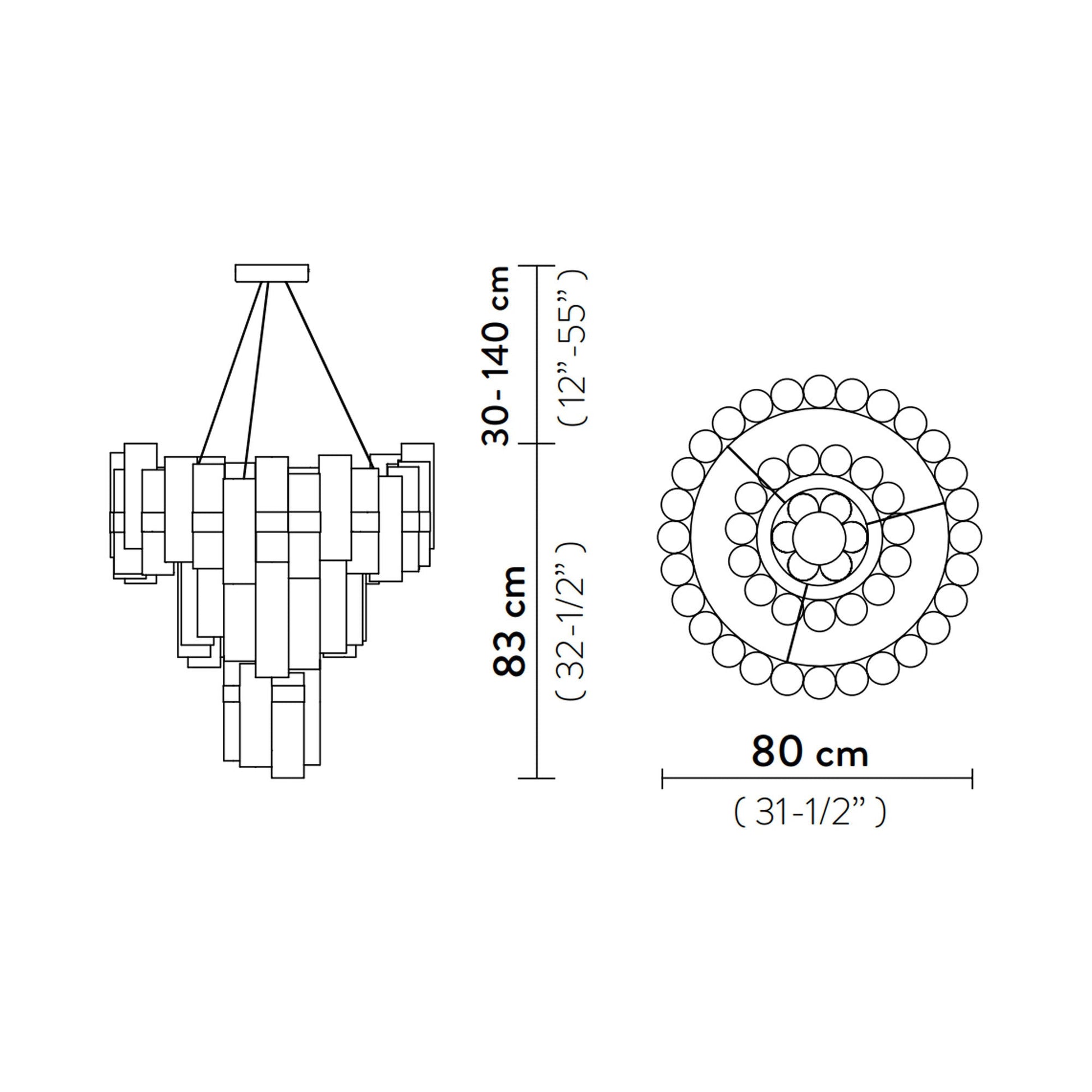 La Lollo LED Pendant Light - line drawing.