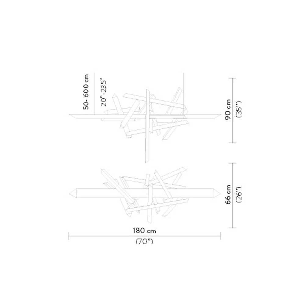 La Traviata LED Pendant Light - line drawing.