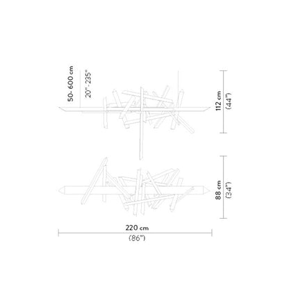 La Traviata LED Pendant Light - line drawing.